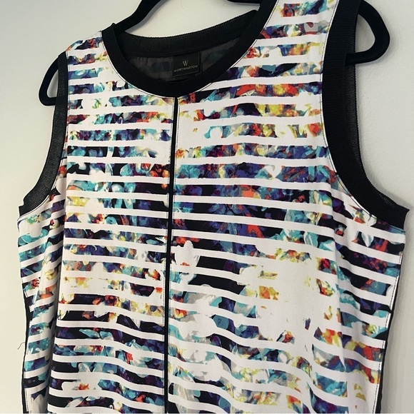 Worthington Sleeveless Multicolor Tiered Blouse Top Large Career Business Casual - Picture 2 of 8